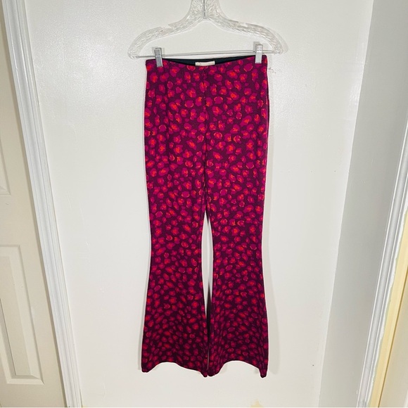 Anthropologie Knit Flare Pants Floral Wide Leg - Picture 2 of 9